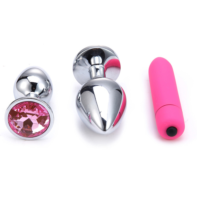 Domi 3PCS / Set for Adult Booty Beads Dildo Sexy Adult Products Crystal Stainless Steel Metal Anal Plug Butt Plug