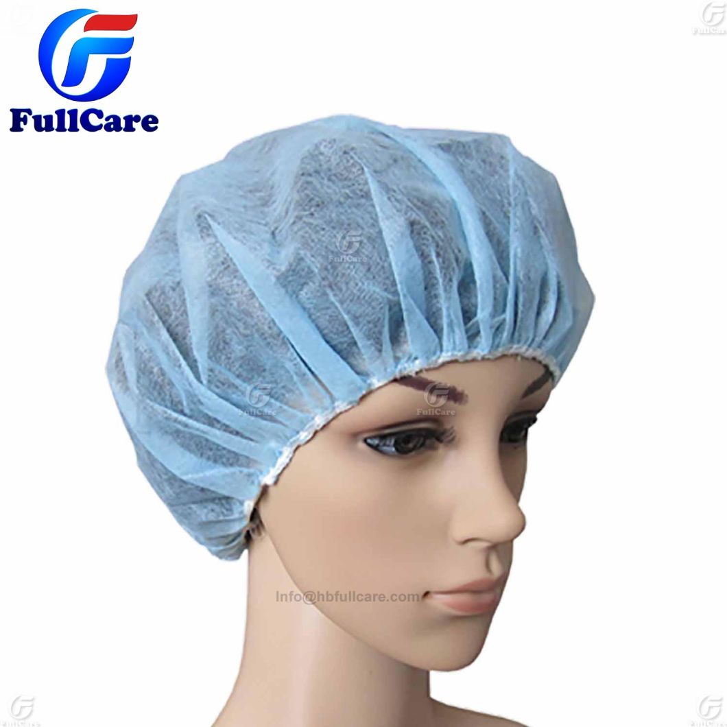 Nonwoven/SMS/Surgical/PP/Mop/Crimped/Pleated/Strip/Medical Clip Mob Cap, PP Bouffant Cap, PP Nurse Cap, Disposable Doctor Cap