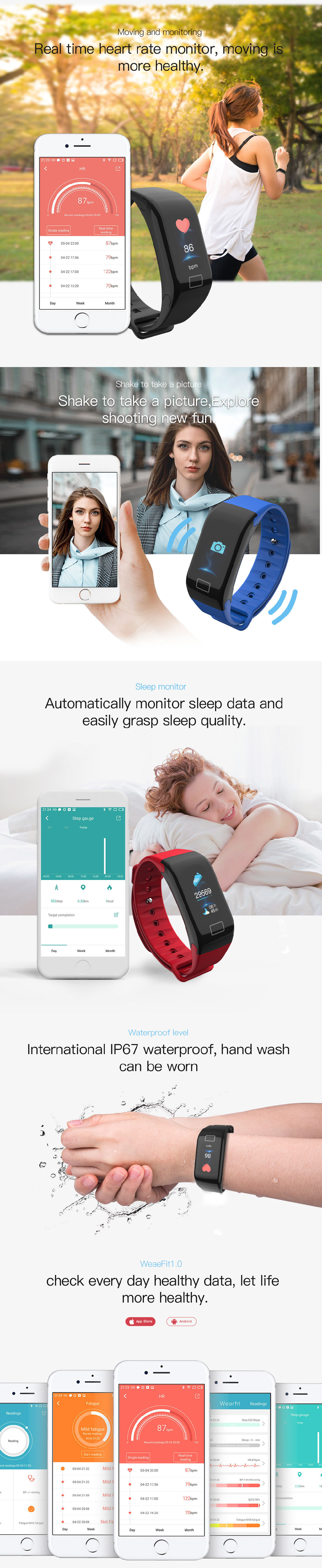 F1plus Color Smart Bracelet F1s Blood Pressure Exercise Heart Rate Oxygen Monitoring R3c