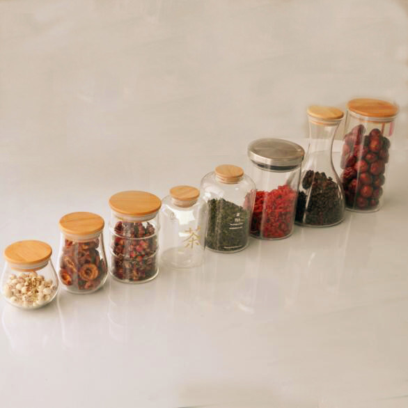 Glass Cookie Jar Storage Food Cans Tea Jar