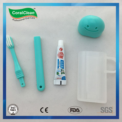 Mini Smiling Rinse Cup Travel Kit Foldable Toothbrush Toothpaste Kit