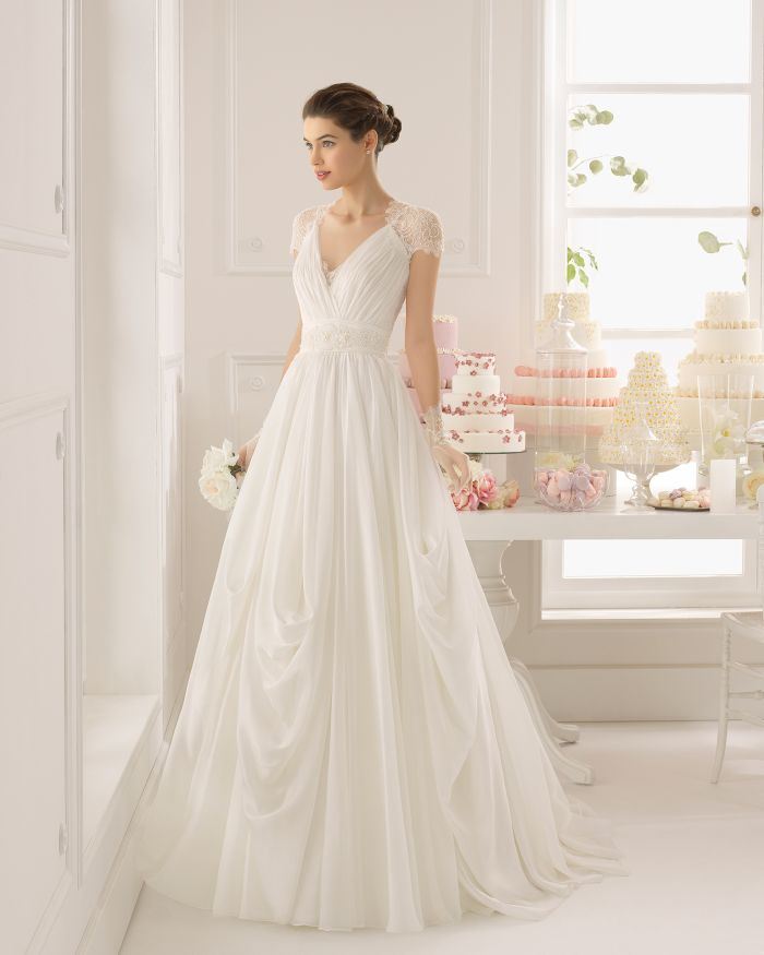 Cap Sleeves Bridal Gowns Empire V-Neck Beach Country Wedding Dress Lb1829