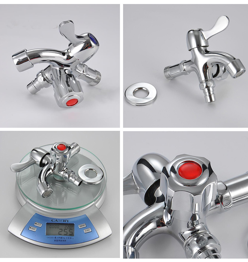 Low Price Bathroom Sink Taps Two Function Cold Water Washing Machine Double Handle Wall Bibcock Two Ways Tap