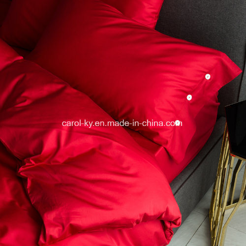 Cotton Solid China Red Color Sateen Bedding Set