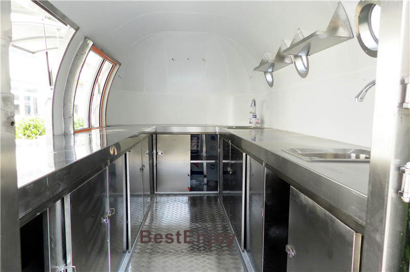 Airstream Shiny Mobile Fast Food Cart Manufacturer Low Price for Sale