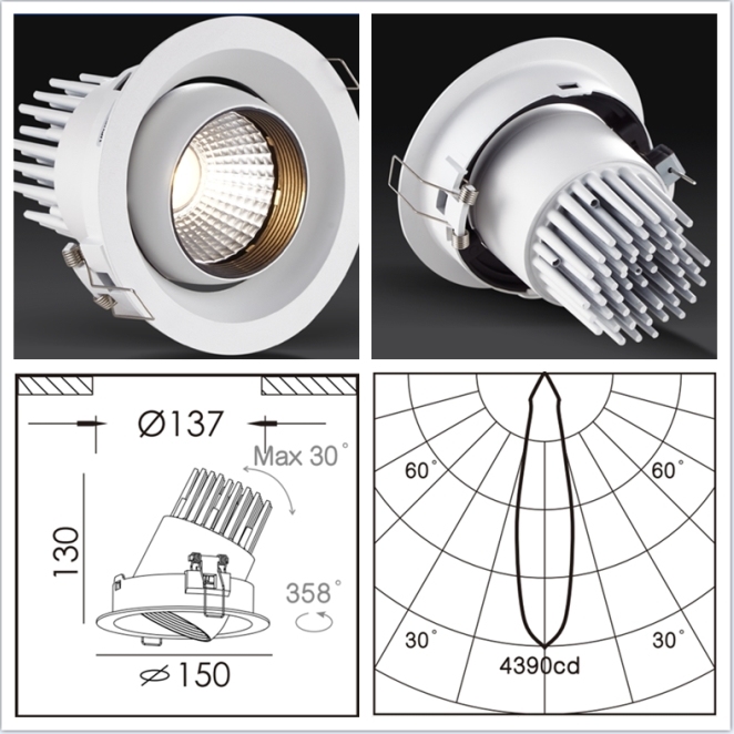 Spring Fixtured COB LED Recessed Spot Down Light-R6083