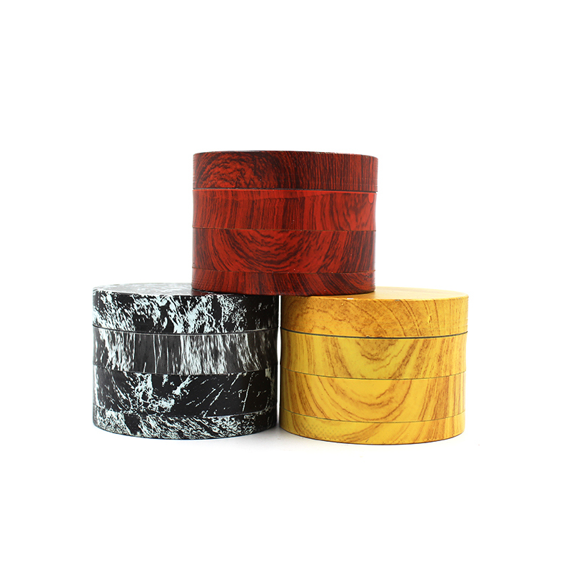 Zinc Alloy 63mm 4layers Herb Grinder with Wood Grain