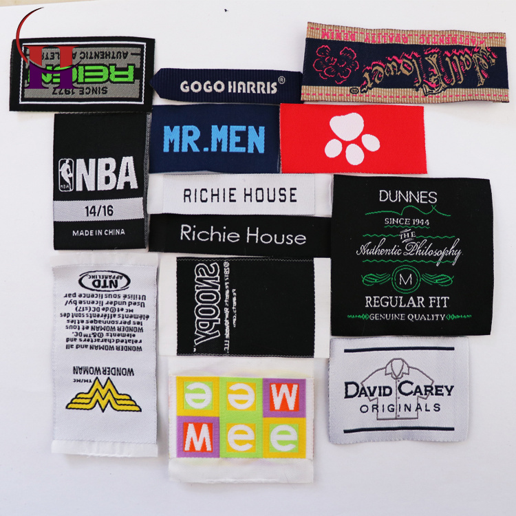 Custom Damask Polyester Satin and Fabric Woven Clothing Labels