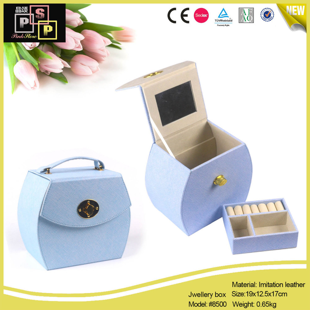 Fashion Custom Blue Leather Jewelry Display Box Jewelry Box (8500)