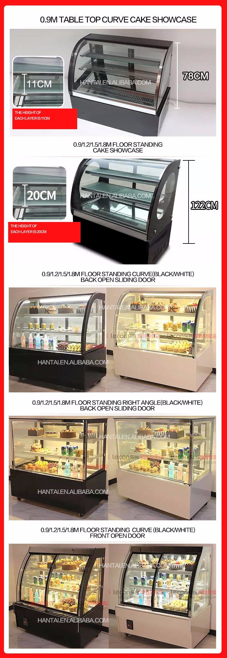 Large Capcity Curve Bakery Display Cabinet