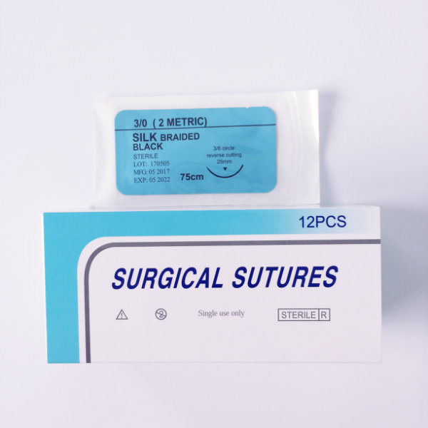 Non Absorbable Sterile Medical Surgical Suture Silk Braided