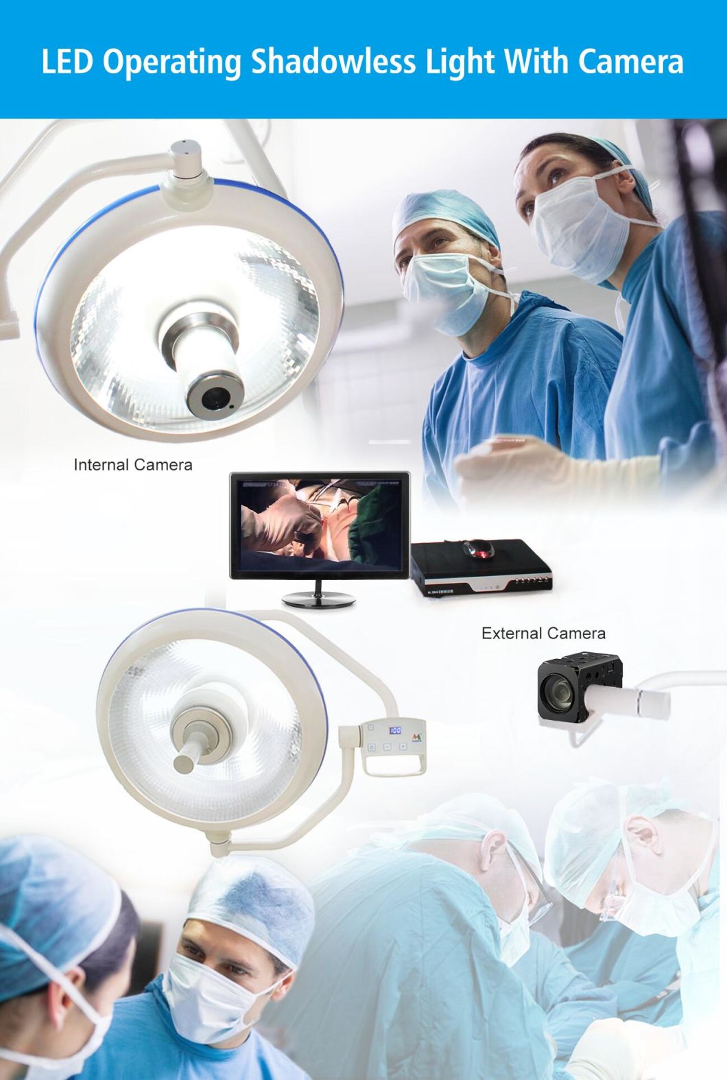 E700/500+External Camera Operating Theatre Light Shadowless Lamp