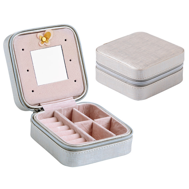 Fashion Travel Portable Jewelry Box Earrings Leather Storage Box