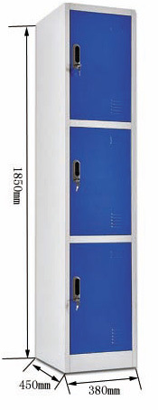 Single 3 Door Cheap Metal Storage Cabinet / Vertical Storage Cabinet Locker