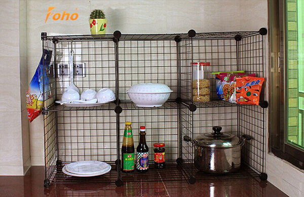 Metal Versatile Wire Grid Cube Storage Kitchen Rack