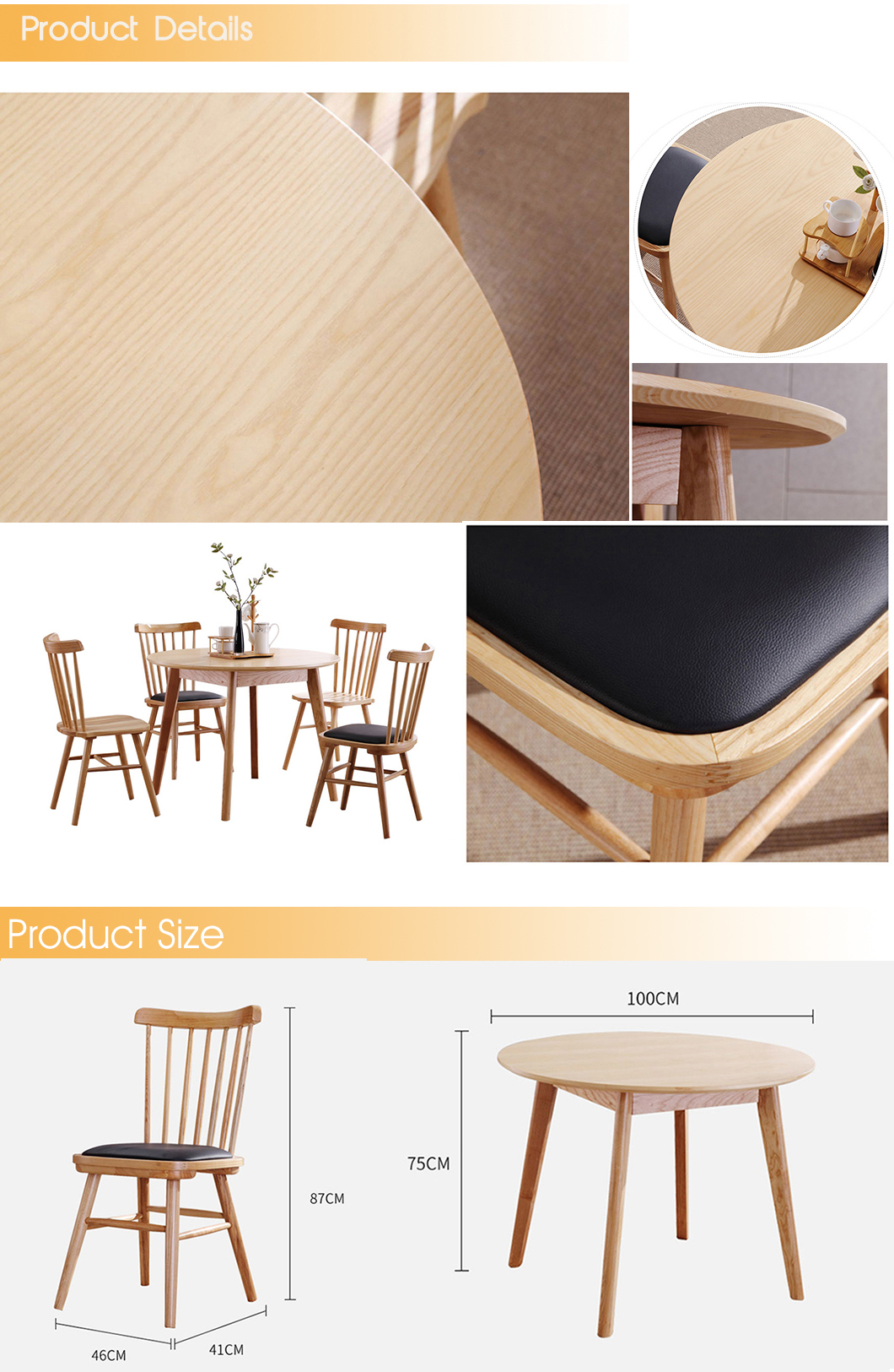 Modern Home Furniture Wooden Round Dining Table for Restaurant Furniture Set