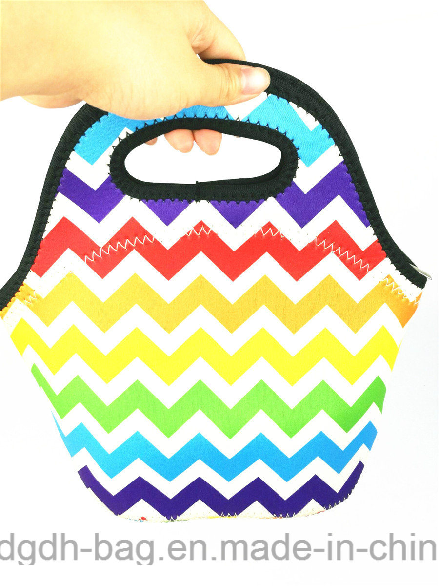 Beautiful Rainbow Neoprene Lunch Bag for Office Lady or Shool