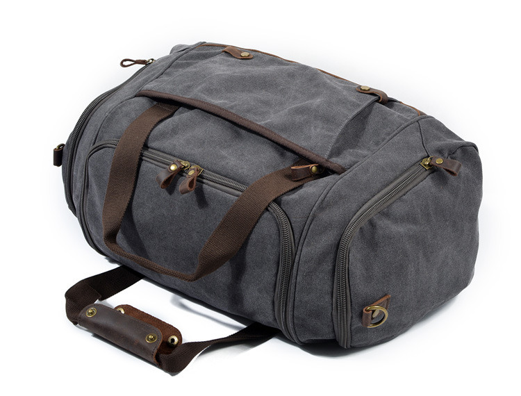 Transport Travelling Deluxe Leather Trims Canvas Gym Sport Handbag Weekend Bag (RS-9153)