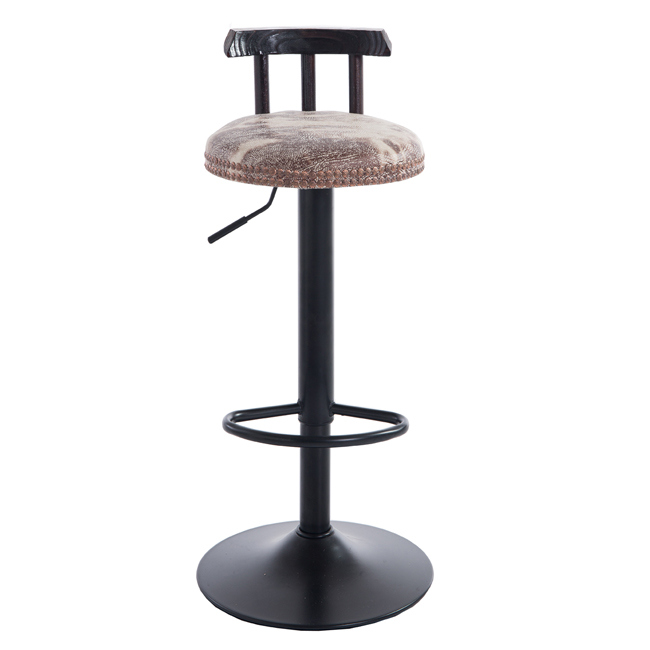 Modern PU Leather Rotatable Wood Bar Stools Chair