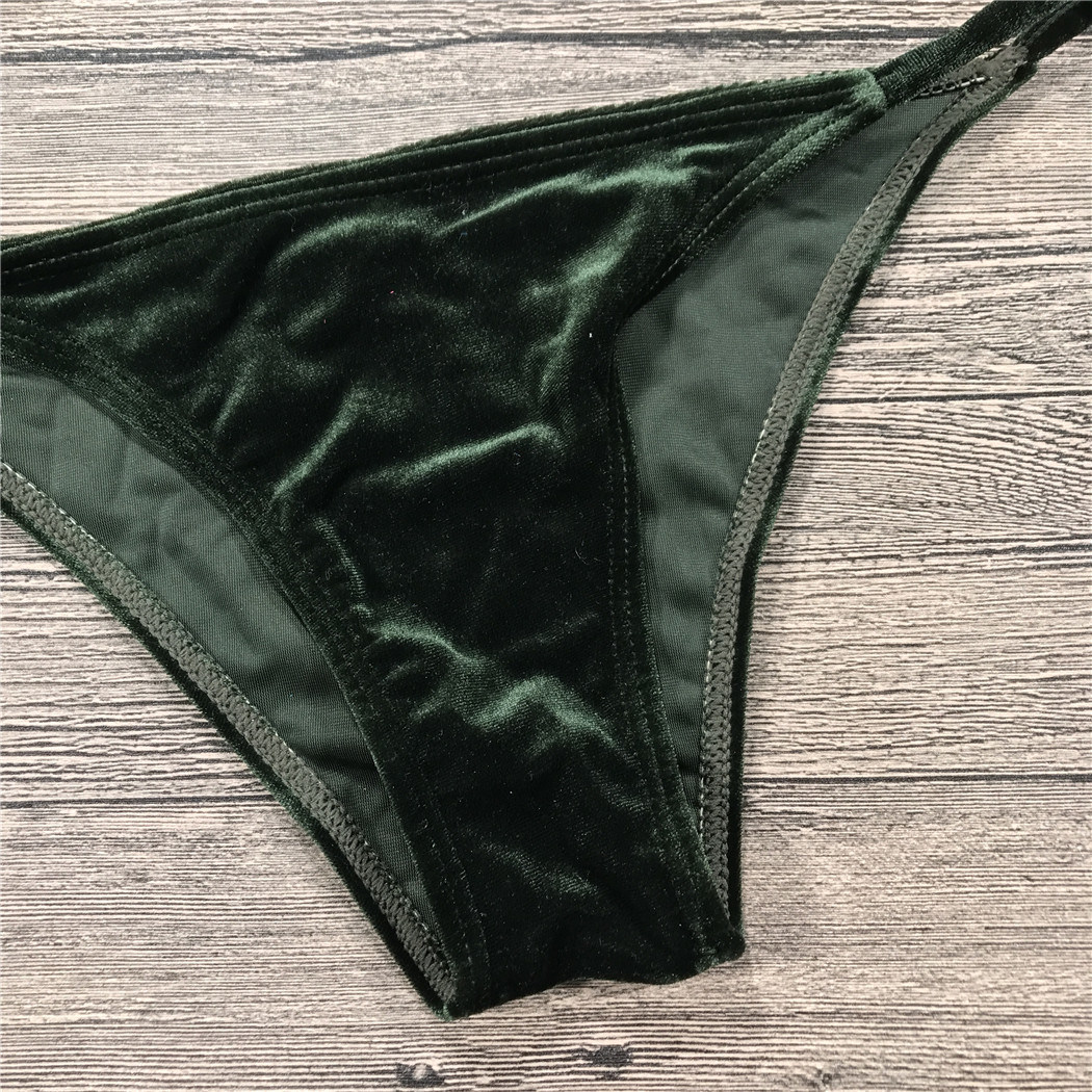 Pure Colour Two-Piece Velvet Bikini Custom Label Swimwear