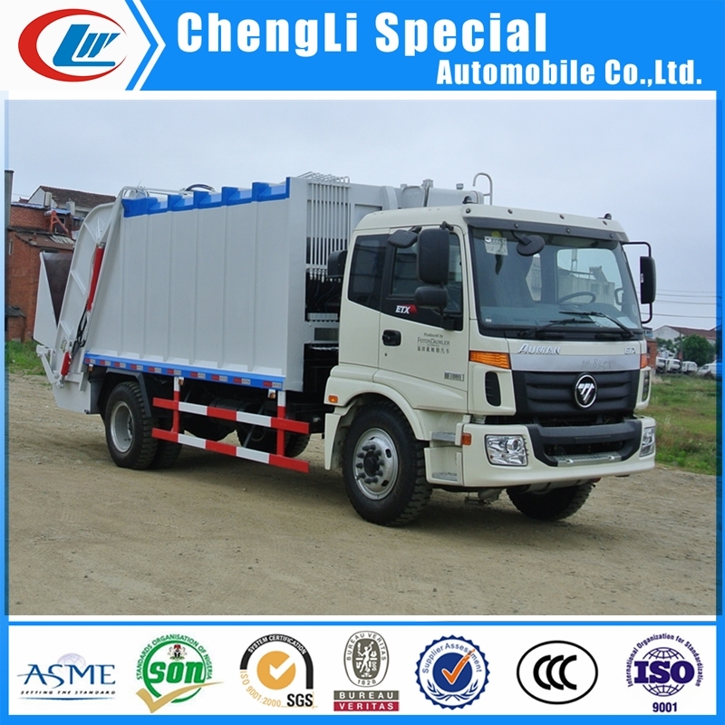 Foton 4X2 Compactor Garbage Truck with Rear Loading Bins