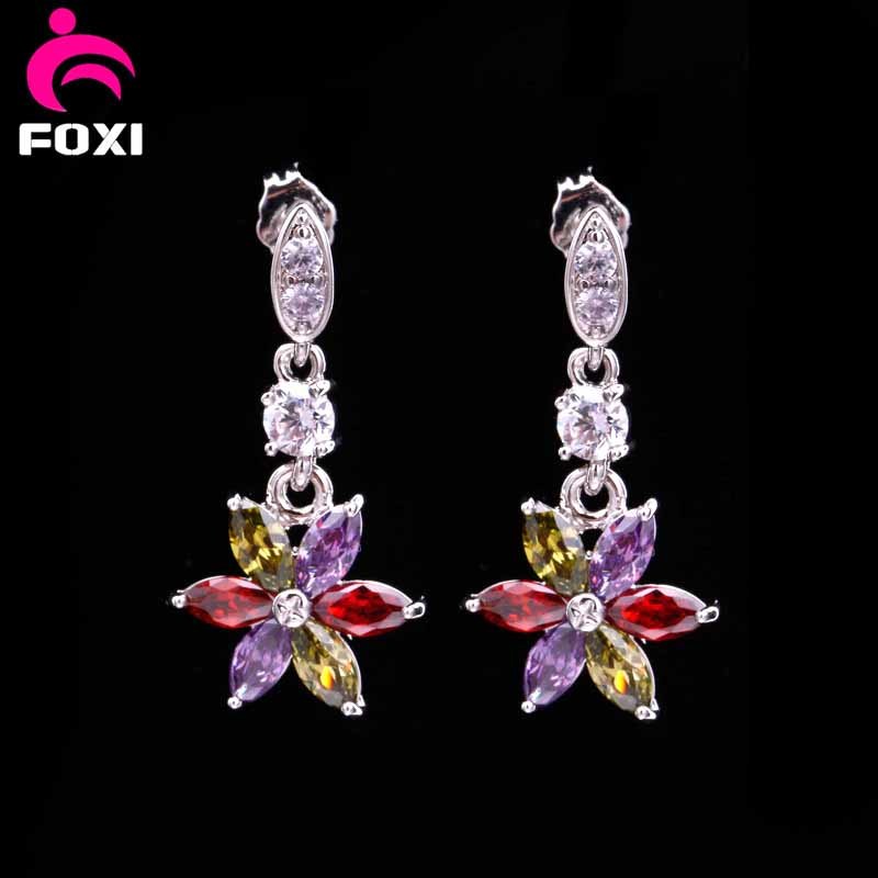 Most Popular Wedding Flower Design White Gold Stud Earrings for Girls