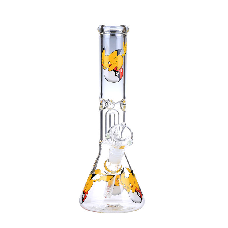 Glass Water Pipe Pikachu Drum Perc Ice Glass Smoking Pipe Hookah