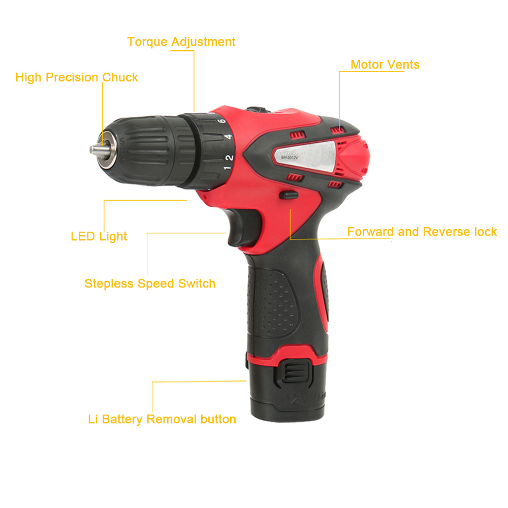 Mini 10.8/12V Lithium Battery Drill Double Speed Cordless Drill