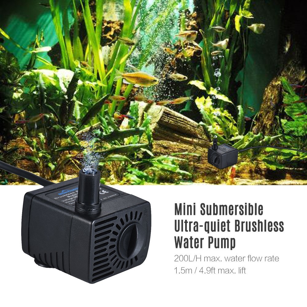 Mini DC 12V Aquarium Submersible Pump for Small Fountain, Green Wall