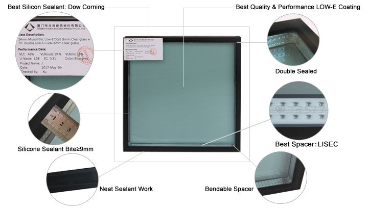 Low E Coated Energy Saving Glazing Curtain Wall Glass