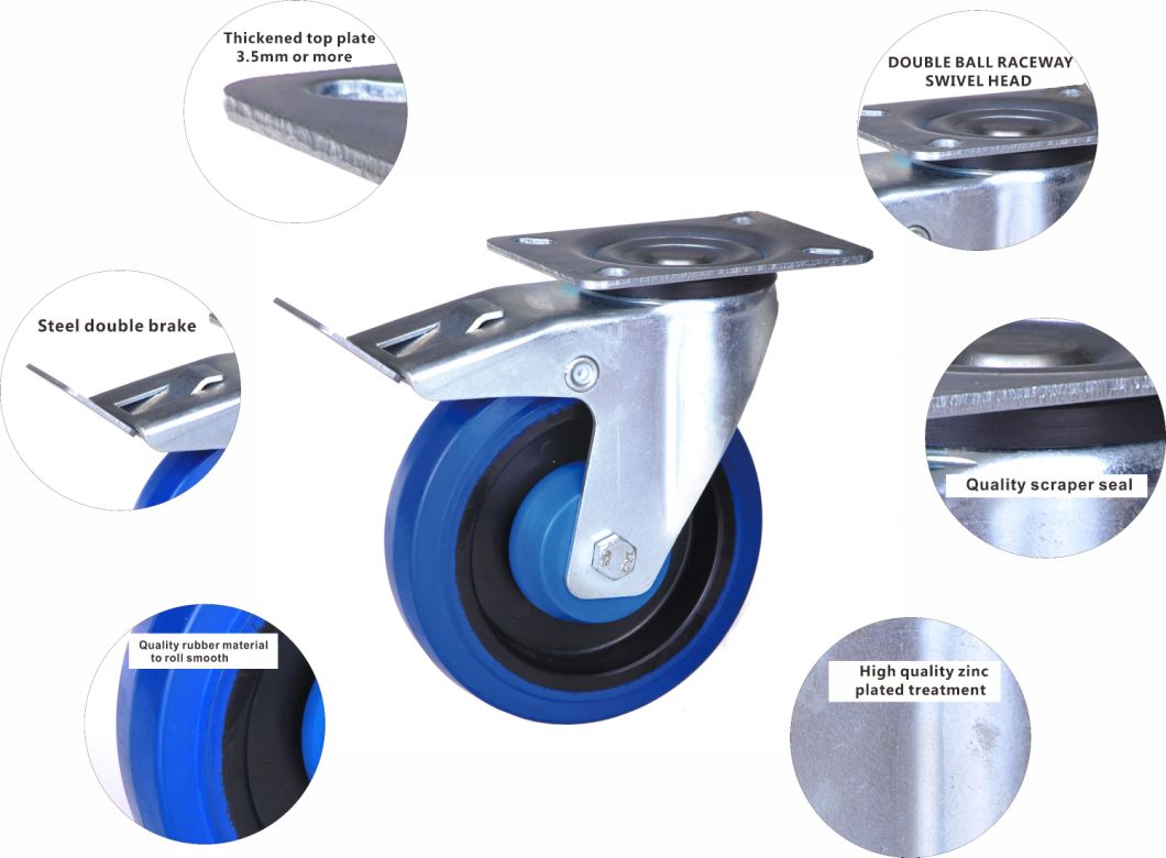 High Quality Rubber Wheel Caster, Industrial Caster, Trolley Caster
