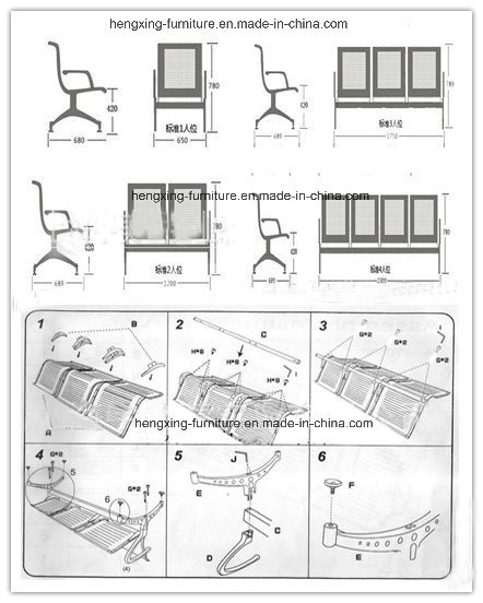 Stainless Steel Material Padded Link Hospital Waiting Room Chair (NS-PA61SM)