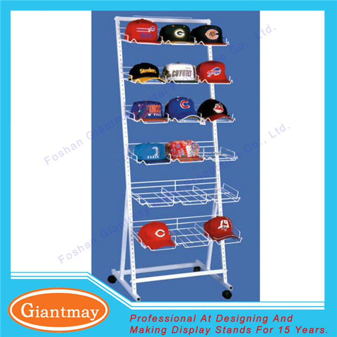 6 Tiers White Retail Wire Hat Display Rack for Retail Store