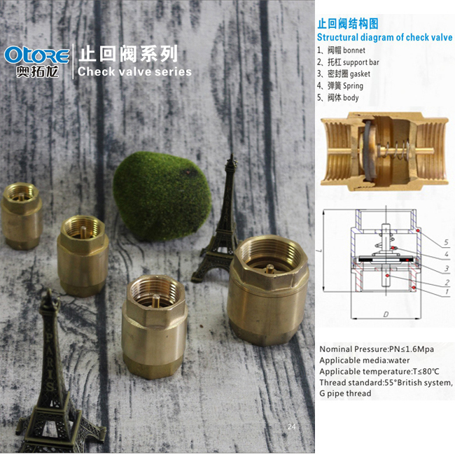 Brass Vertical Check Valve with Stainless Steel Mesh