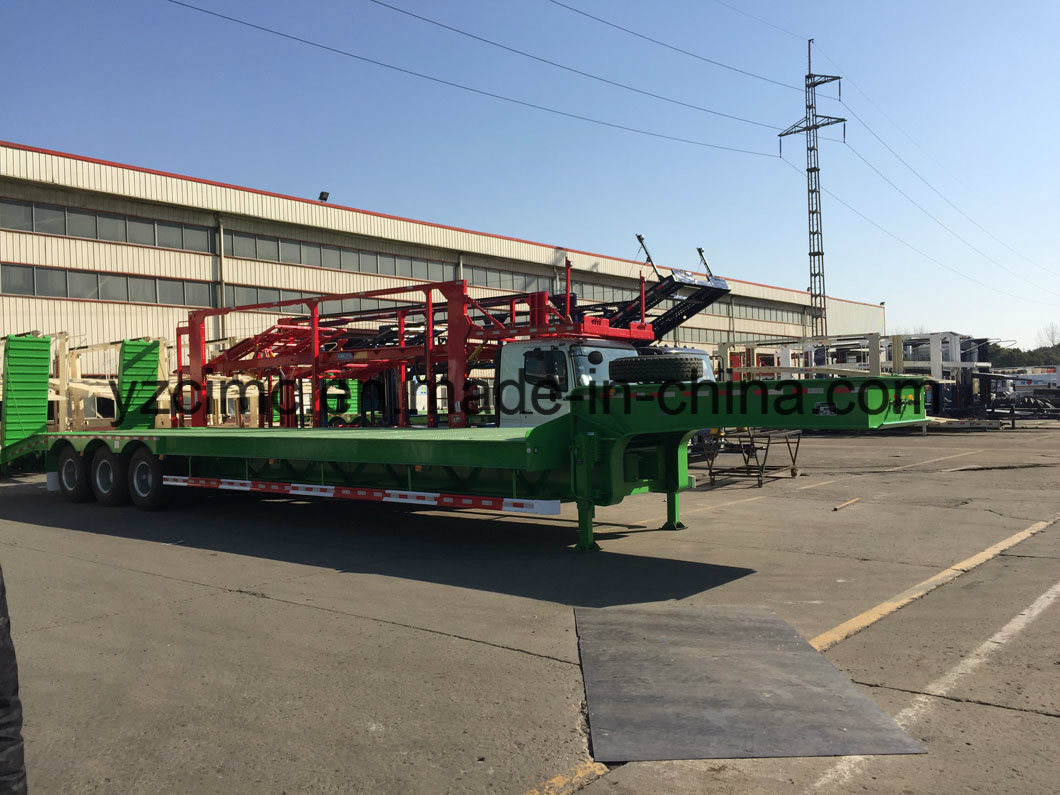 China Green 3axles Transport Gooseneck Lowboy/Low Bed/Lowbed Utility Semi Trailer