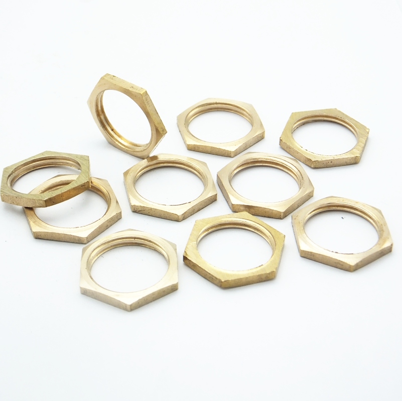 10PCS Brass Hex Lock Nuts Pipe Fitting 1/2