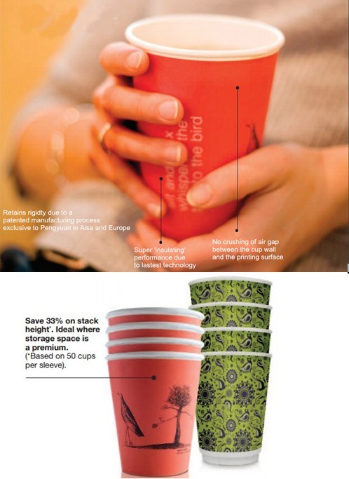 Disposable Biodegrade Cold Hot Double Walled Insulation Coffee Paper Cup