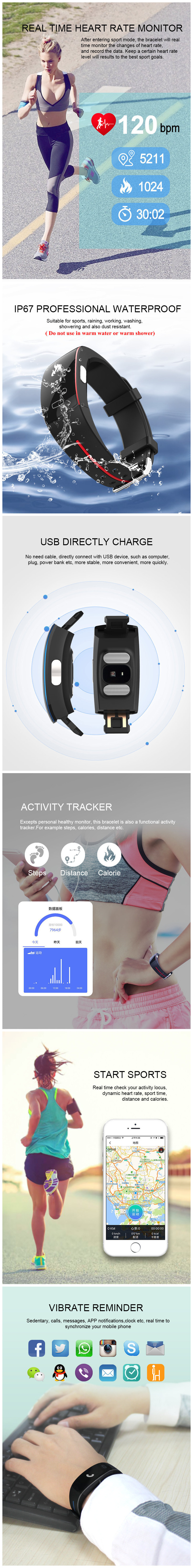 P3 Smart Band Support ECG+PPG Blood Pressure Heart Rate Monitoring IP67 waterproof Pedometer Sports Fitness Bracelet