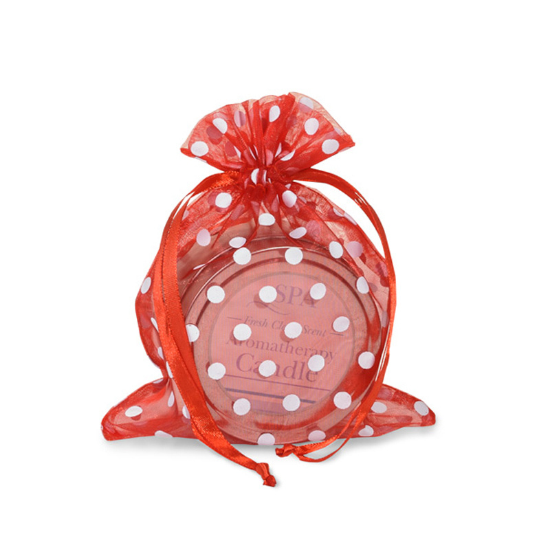 Polka Dots Gift Packaging Drawstring Organza Pouches Satin Ribbon Drawstring (COB-1133)