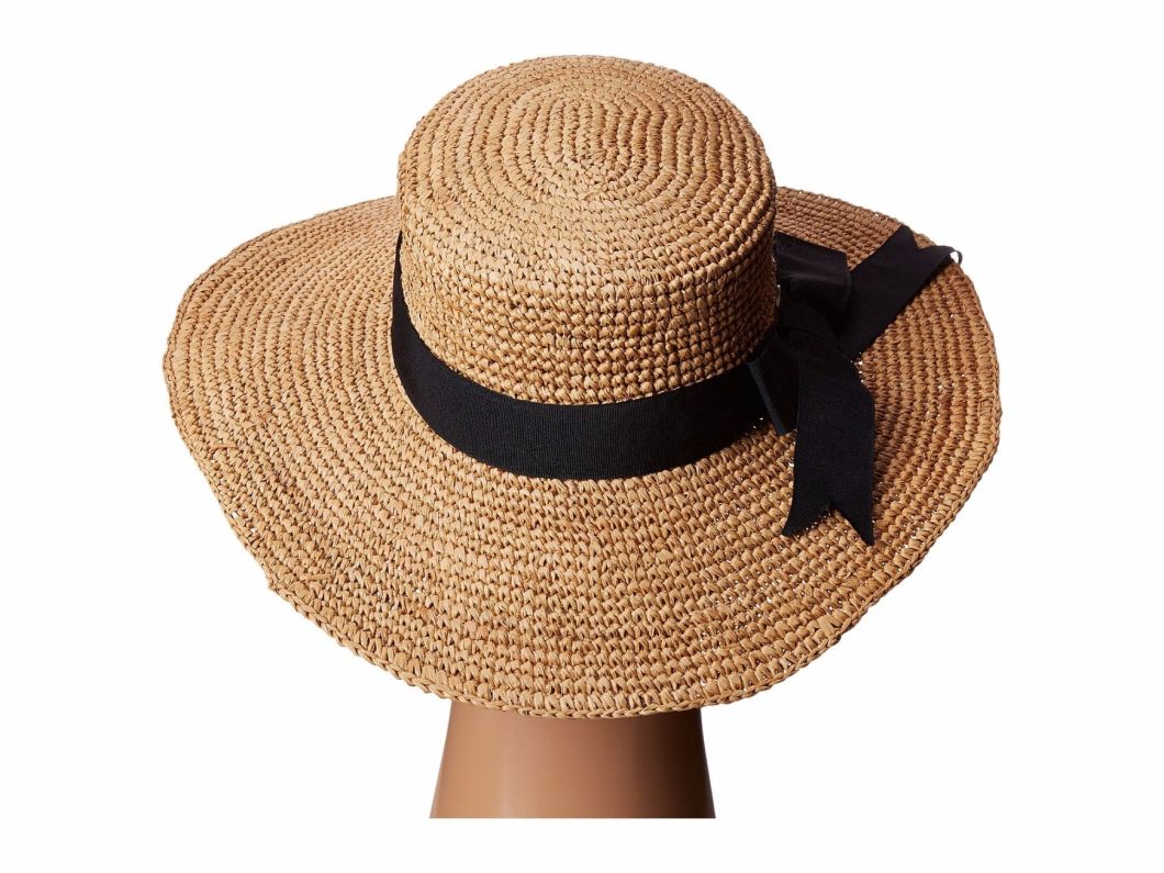 BSCI Audit Bowknot Crochet Straw Boater Hat Wholesale with Grosgrain Hatband for Women