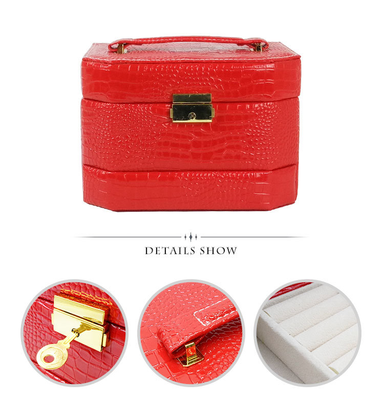 Red New Style Elegant PU Leather Beauty Cosmetic Case for Lady Storage