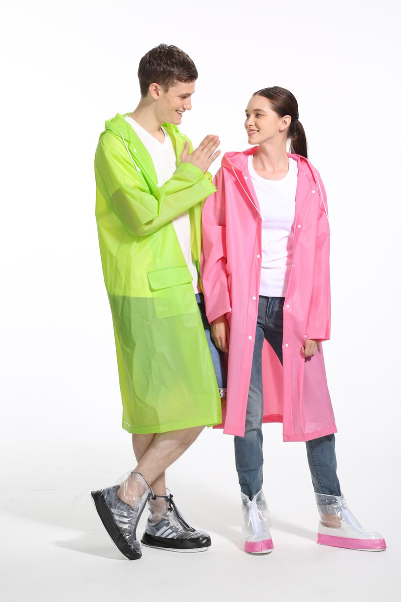 Reusable Waterproof Rain Jacket Coat Rain Poncho with Hood and Backpack Place