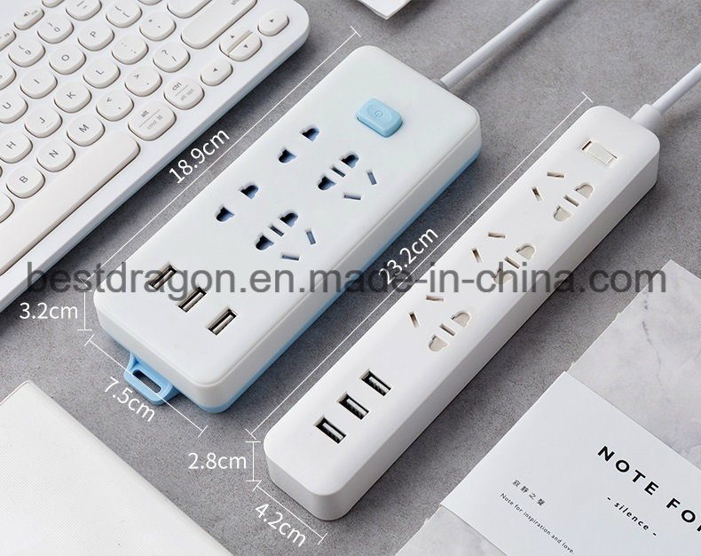 220V Type 3 Outlet with Dual USB 1.8m 6FT Remote Control WiFi Socket Smart Power Strip