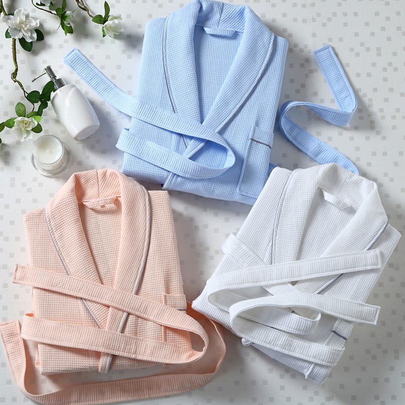 Factory Wholesale Adult 100% Cotton Waffle Hilton Hotel Bathrobe