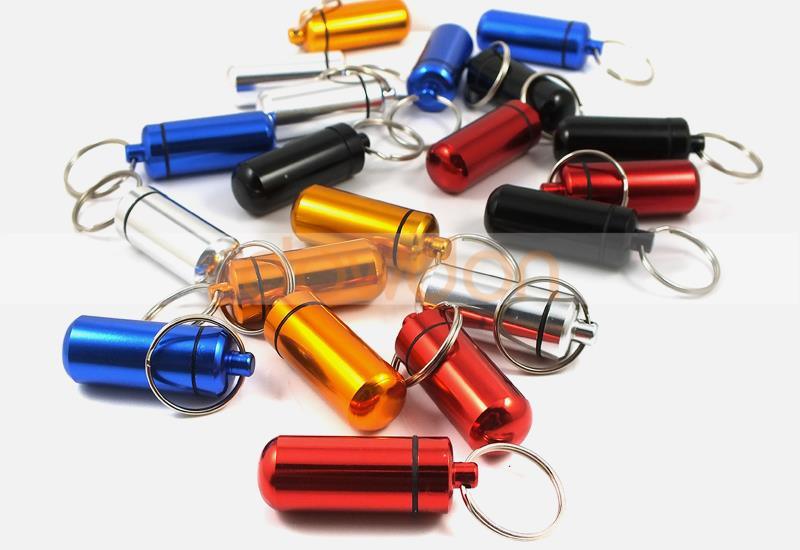 Mini Aluminum Travel Pill Box Metal Case Bottle Holder Container with Keychain Support Customize