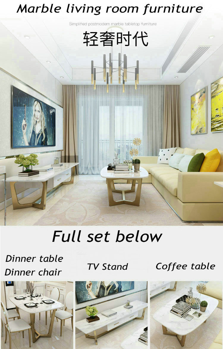 Modern Dining Furniture Marble Dinner Table with Metal Frame (07#)