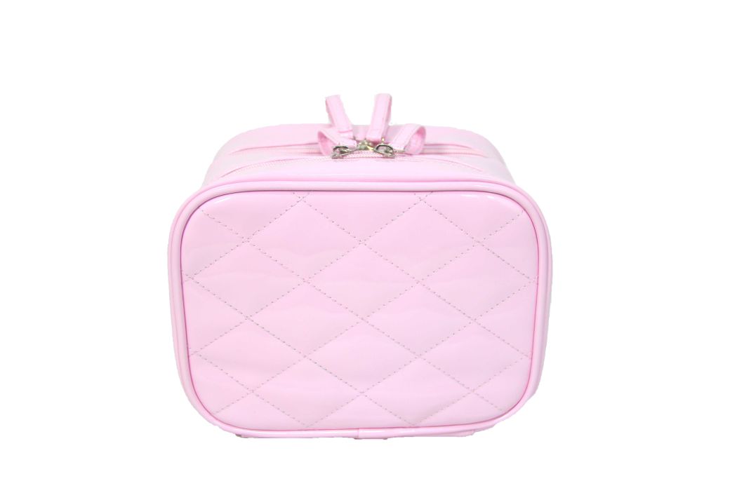 Portable Waterproof Lady PU Cosmetic Bags with Three Layers