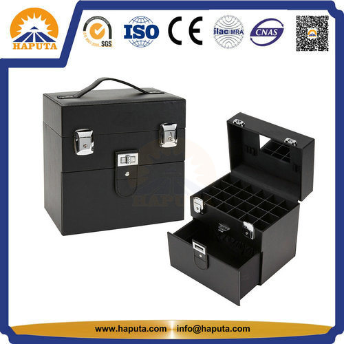 PVC Nail & Jewelry Beauty Makeup Case with Leather Frame (HB-6001)