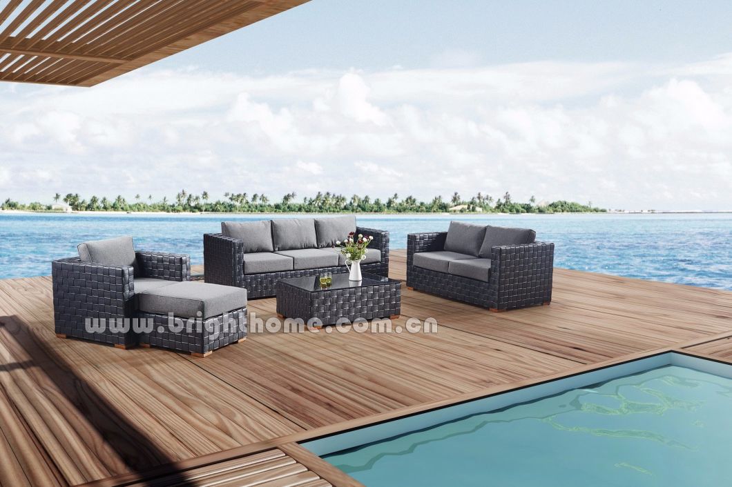 Patio Rattan Resin Wicker Sofa Set Wide Outdoor Furniture