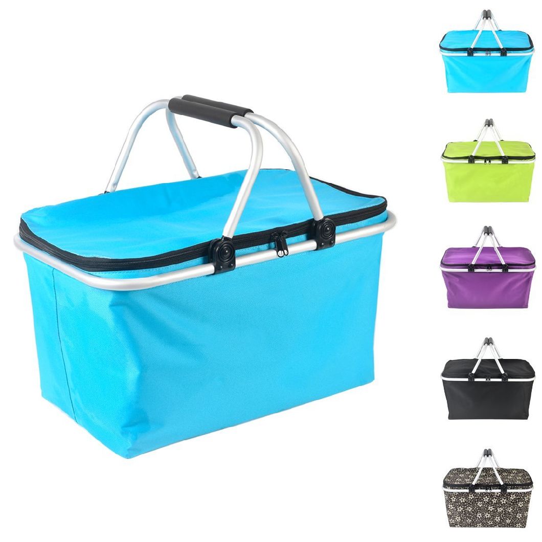 Lightweight Folding Large 35cm Cooler Picnic Shopping Baskets Bag